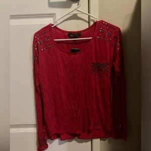 CLOSET CLEAR OUT SALE - Mandee red studded shirt, new with tags, size S